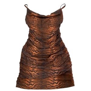 $55 Princess Polly Harlan Tiger Print Mini Dress In Brown Size 8 Mini dress HOCO